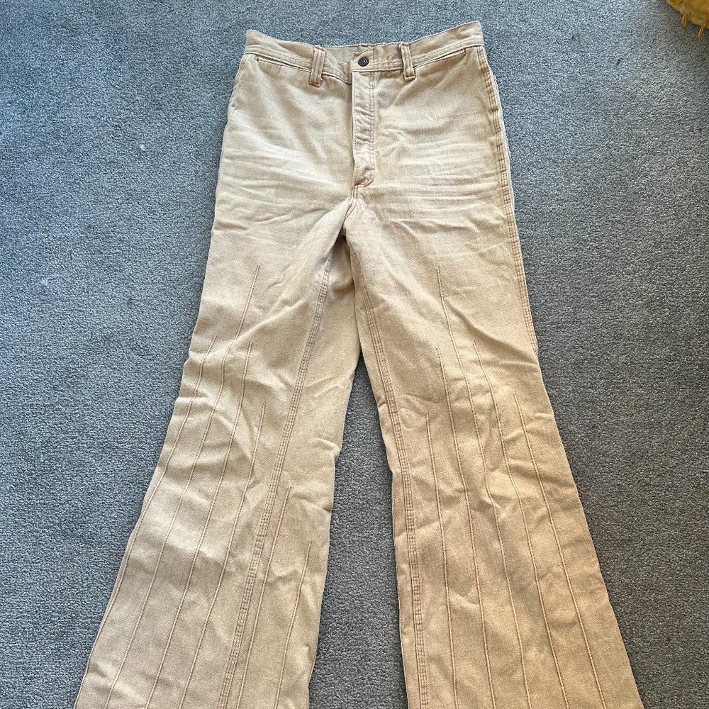 Vintage High-Waisted Tan Flare Jeans